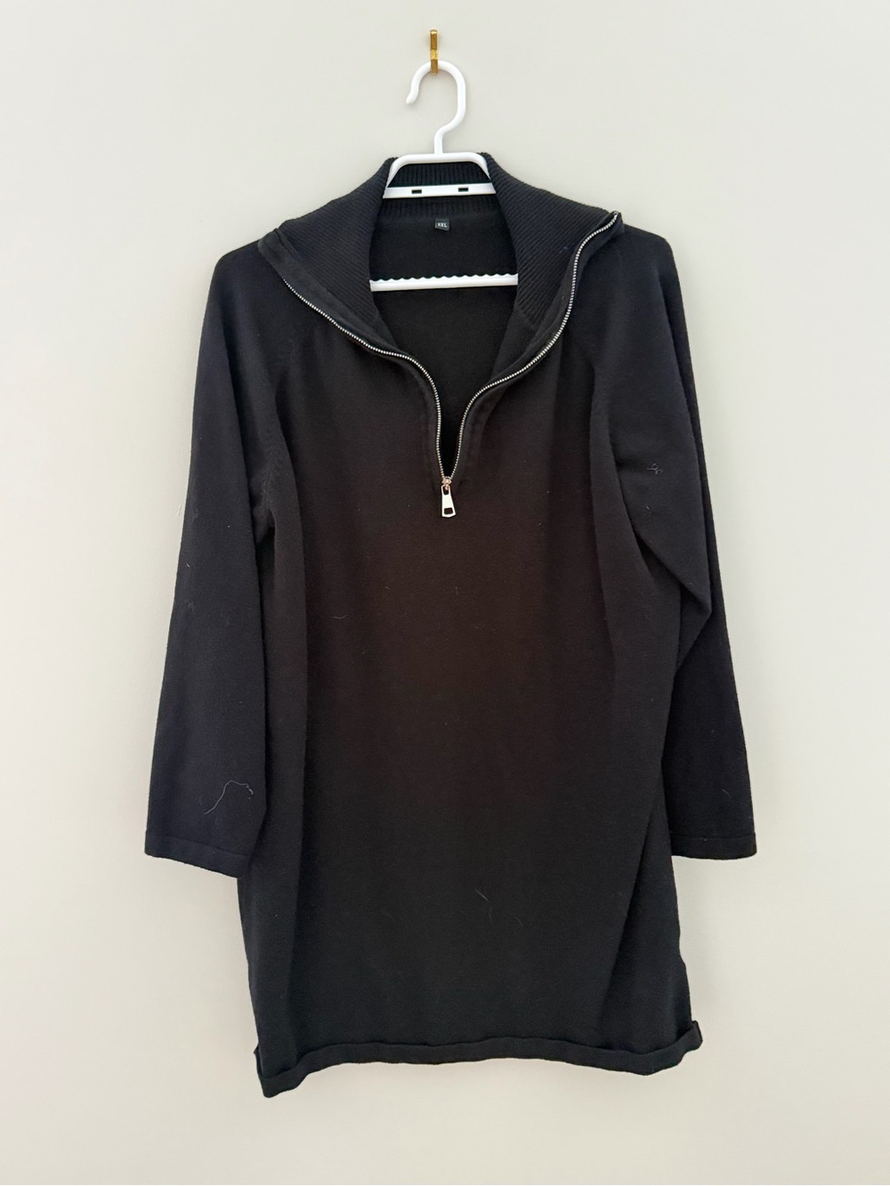 Black Half-Zip Knit Tunic